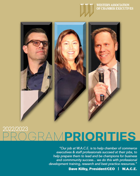 Photo of cover of program priorities brochure featuring members in the shape of W.A.C.E. logo