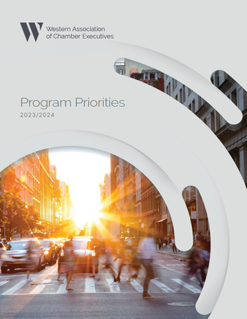 Photo of cover of program priorities brochure featuring members in the shape of W.A.C.E. logo